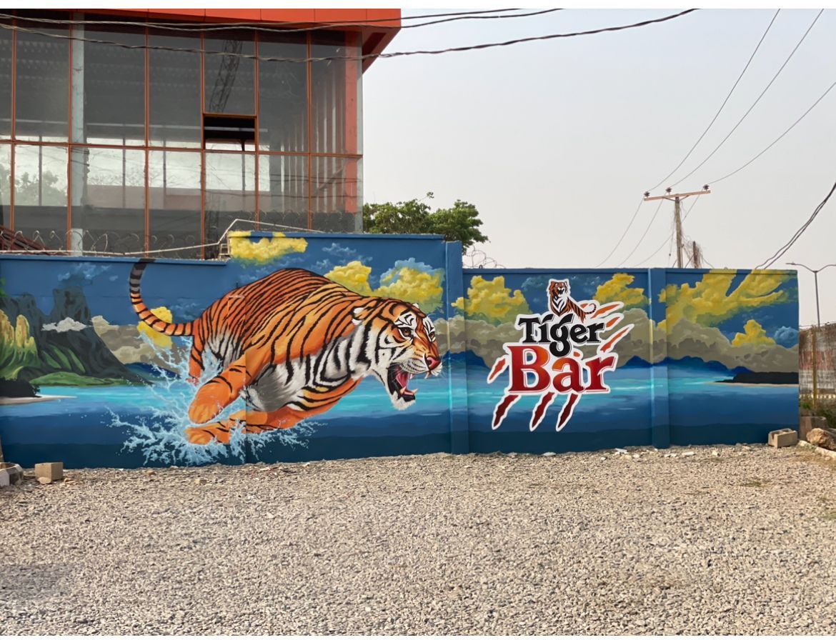 Tiger Bar Wall Mural by Cedar Creative Art